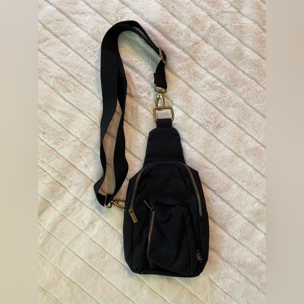 Black Crossbody Sling Bag with Adjustable Strap